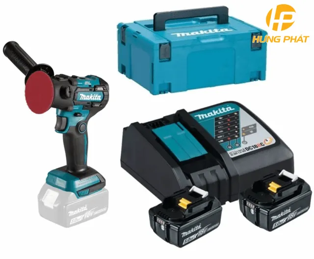 Máy đánh bóng dùng pin Makita DPV300RTJ – 18V (Sạc nhanh(DC18RC), 2 pin 5.0A.h(BL1850B))