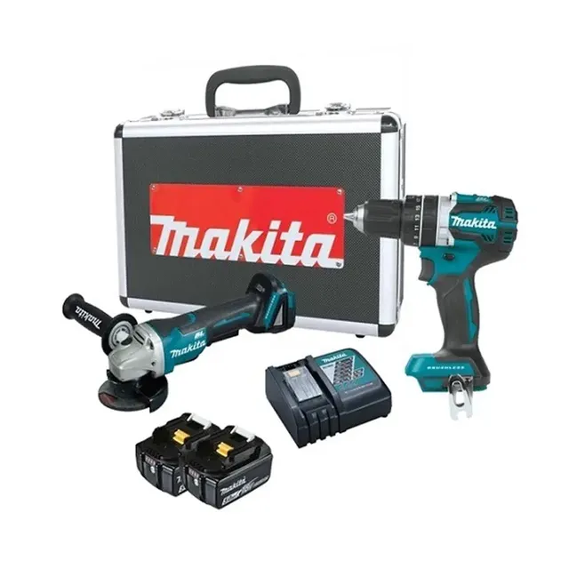 Makita DLX2426TX1 Bộ sản phẩm(ddf484+dga404+bl1850b*2+