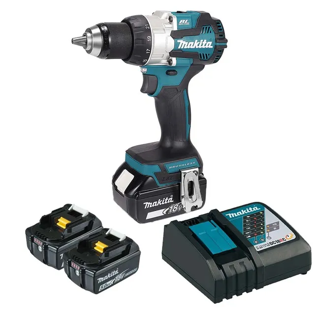MÁY KHOAN BÚA, VẶN VÍT DÙNG PIN (BL)(18V) MAKITA DHP489RTJ (2 pin 5.0Ah(BL1850B), sạc nhanh(DC18RC))