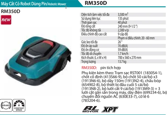 Makita RM350D Máy Cắt Cỏ Robot Dùng Pin